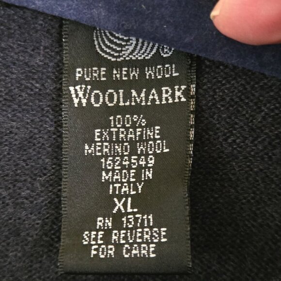 Brandini Made In Italy Extra Fine Merino Wool Navy V Neck Sweater Vest Size XL - Picture 4 of 4